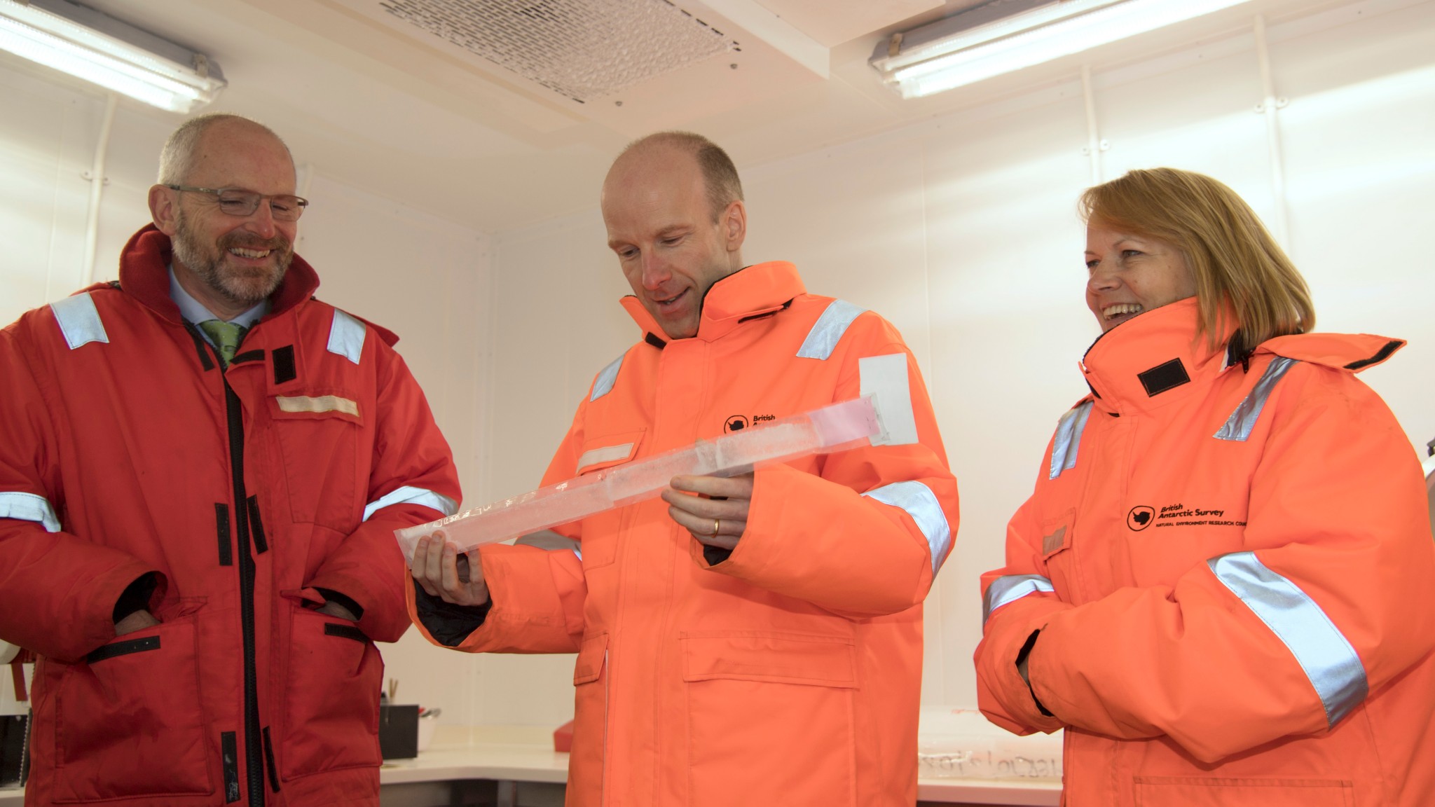 Group in high vis jackets with an ice core