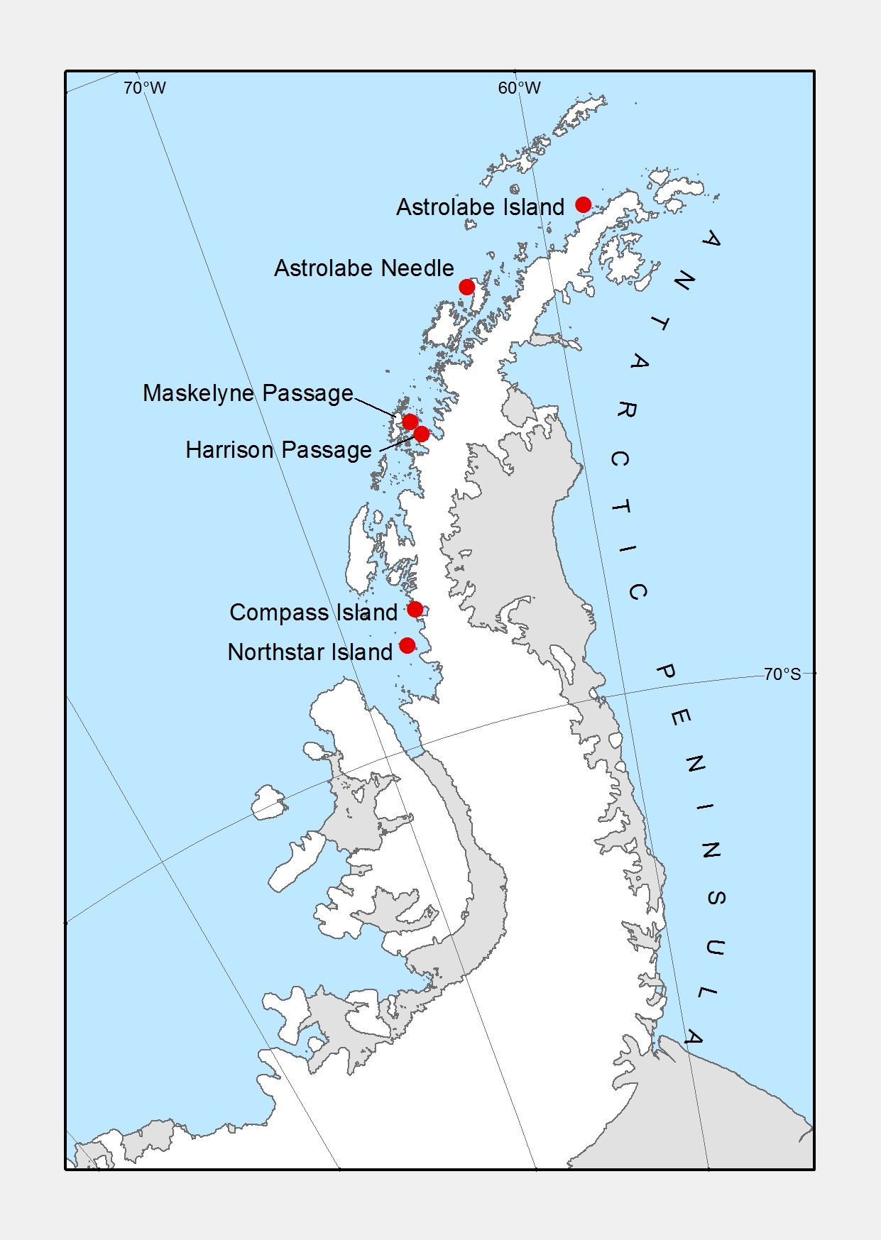 Map of Antarctic Peninsula